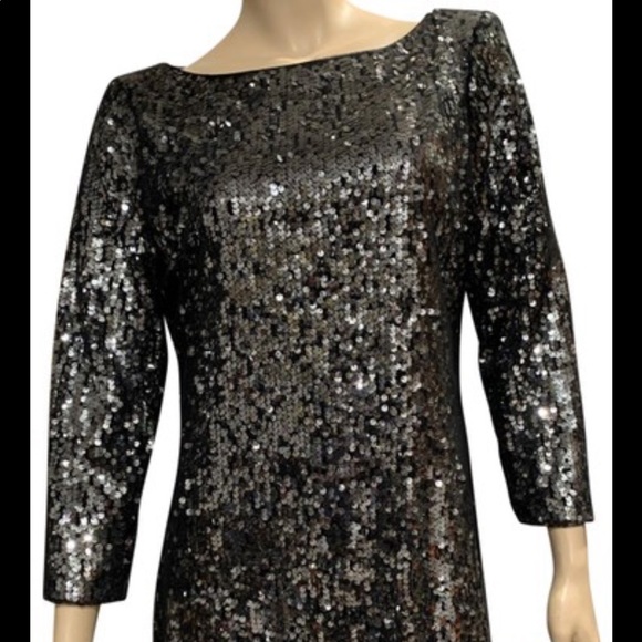 T. Tahari Silver Sequin Night-Out Dress - Picture 8 of 14